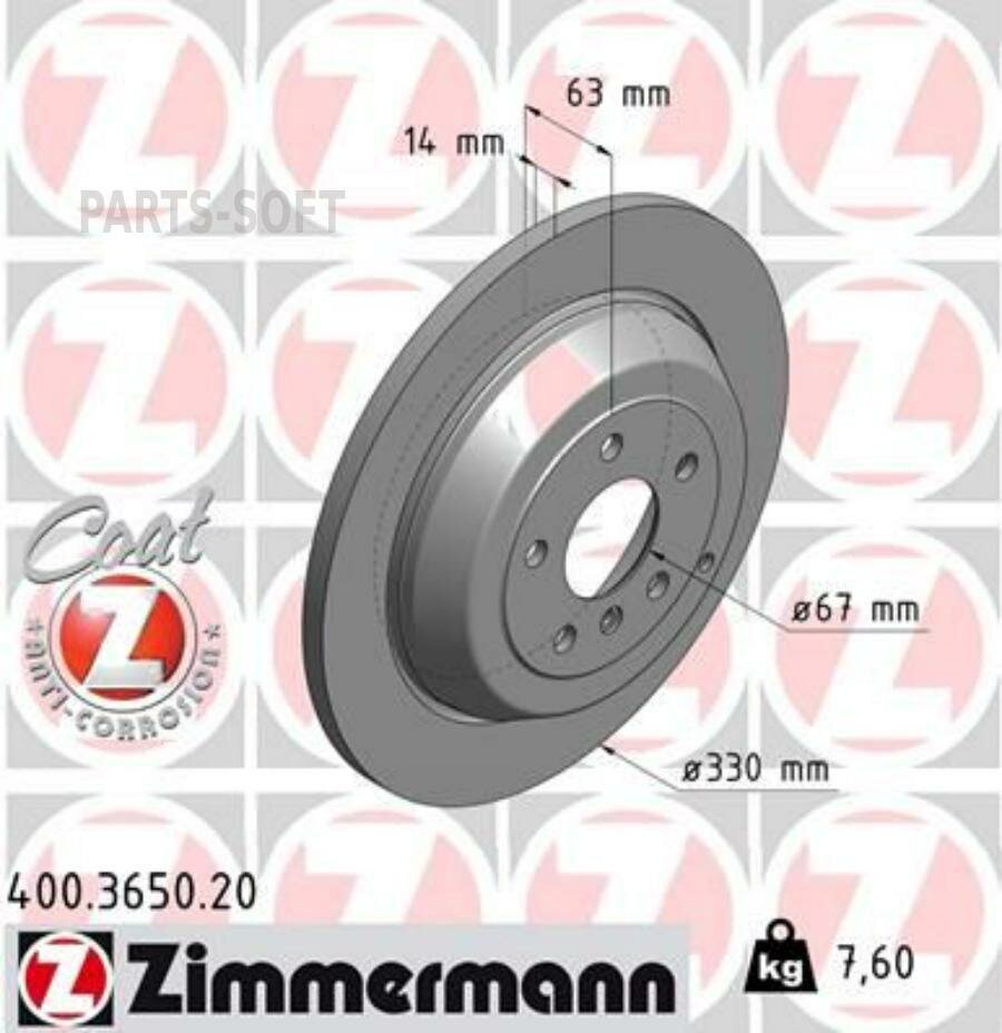 ZIMMERMANN 400.3650.20 Тормозной диск