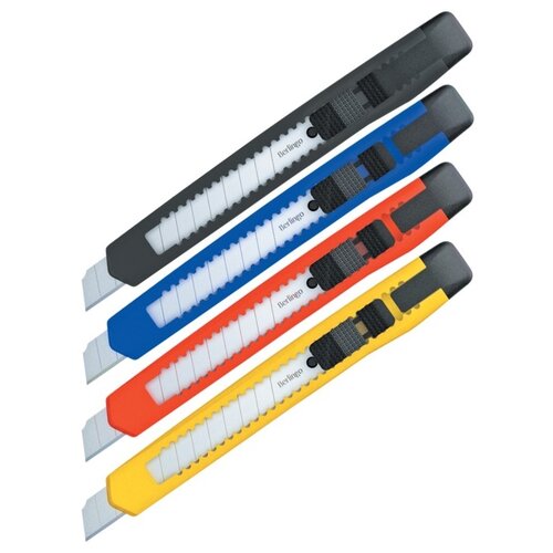 фото Berlingo нож канцелярский office bm4110 9 мм черный/синий/красный/желтый