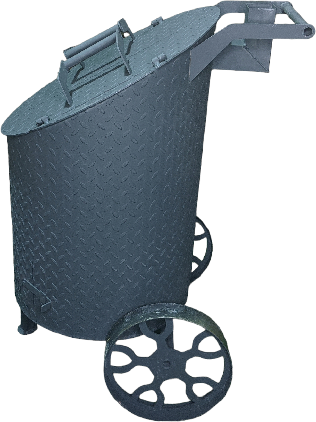 Бочка для сжигания мусора с двойными дверцами 140 литров  косая с колосником и дымоходом