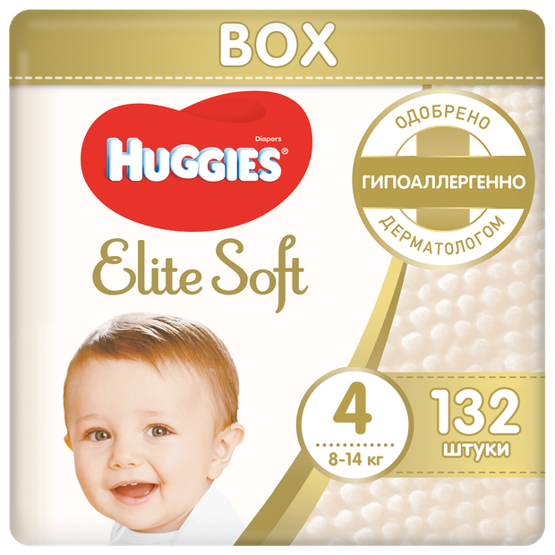 Huggies подгузники Elite Soft 4 (8-14 кг), 132 шт.