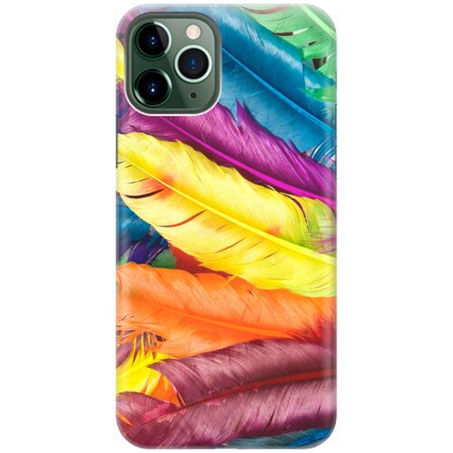 фото Re:pa накладка transparent для apple iphone 11 pro max с принтом "разноцветные перья"