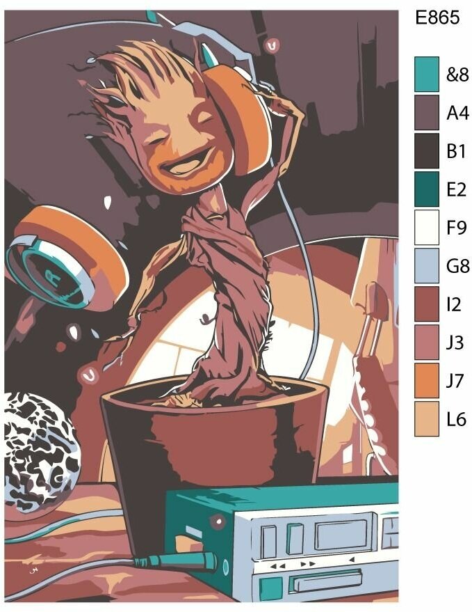 Детская Картина по номерам E865 "Фильм Стражи Галактики. Малыш Грут" 20x30