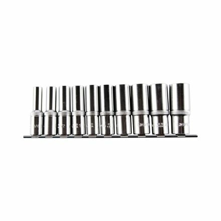Licota TBS-23006 Набор глубоких торцевых головок 1/2" 12 гр. 3/8"-15/16" 10пр. на линейке - фото №1