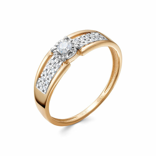 фото Кольцо помолвочное vesna jewelry, красное золото, 585 проба, родирование, бриллиант, размер 17.5, бесцветный