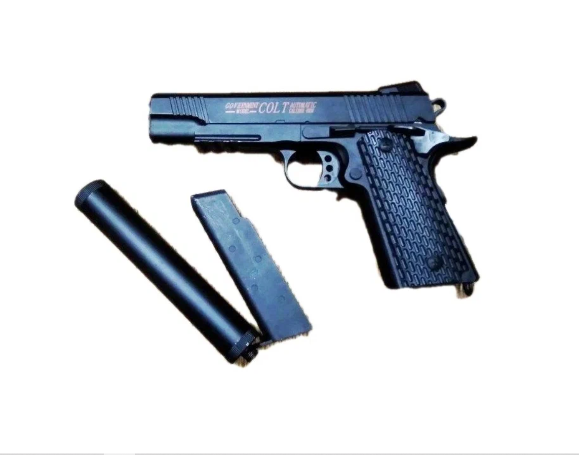 Игрушечный пистолет Colt Classic с глушителем C.10A+ / Кольт 1911 года