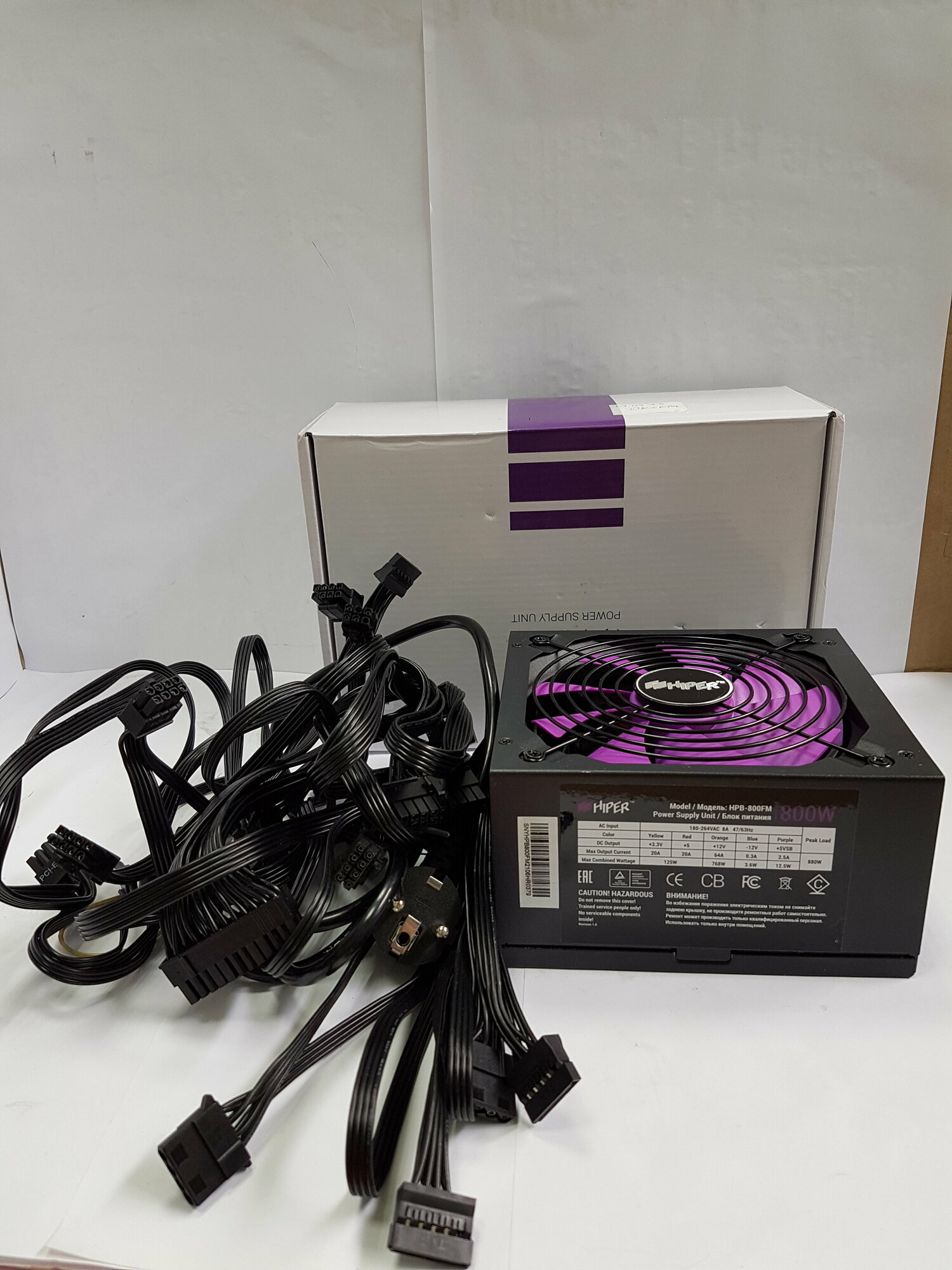 PSU HIPER HPB-800FM (ATX 2.31, 800W, ActivePFC, 140mm fan, Full-modular, Black) BOX - фото №17
