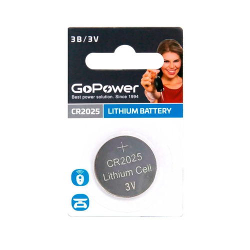 Гоу Паувер / Go Power - Батарейка Lithium Battery CR2025 3V 1 шт батарейка varta cr2025 6025 bl1