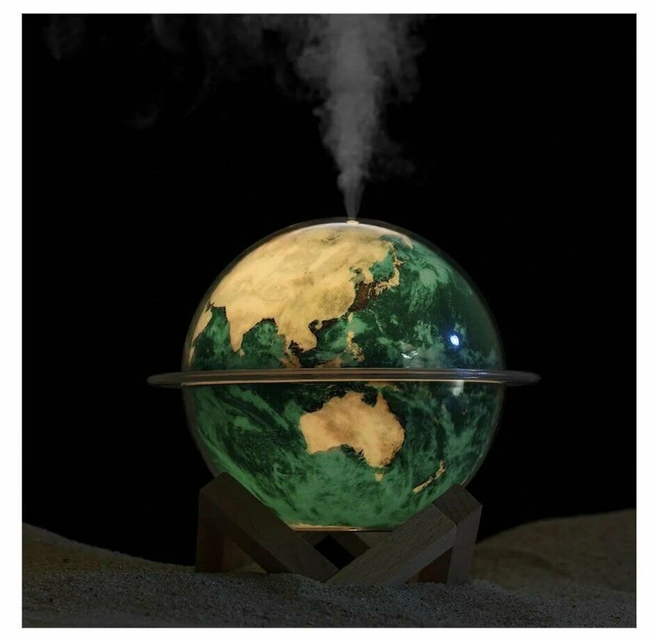 Увлажнитель воздуха 3D ночник Планета Земля 3 в 1 / Аромадиффузор на деревянной подставке - фотография № 2