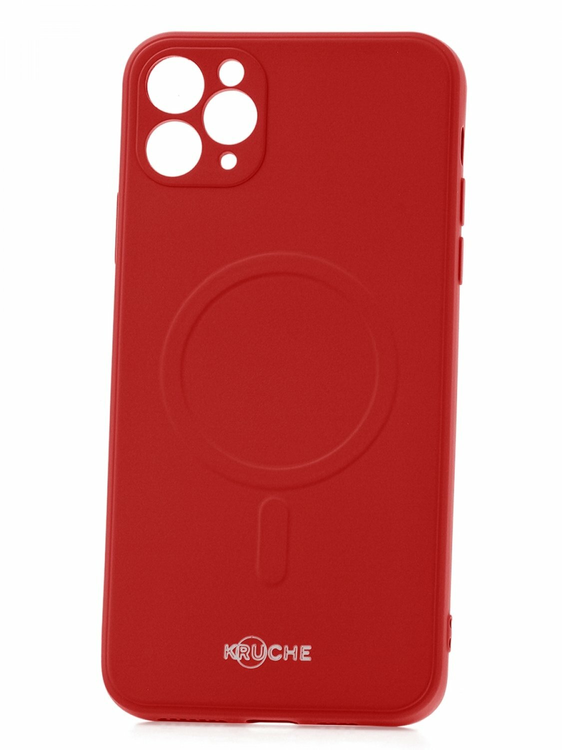 Чехол для Apple iPhone 11 Pro Max КRUЧЕ Plain MagSafe Red противоударный бампер силиконовый кейс Маг Сейф магнитный для беспроводной зарядки