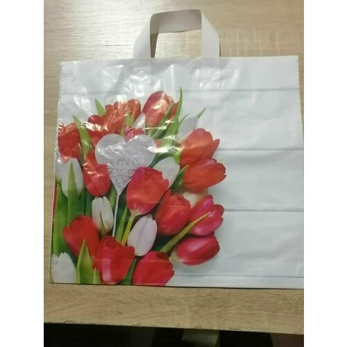 Пакет с петлевой ручкой С любовью 38х34+3 см, 70 мкм, 50 штук