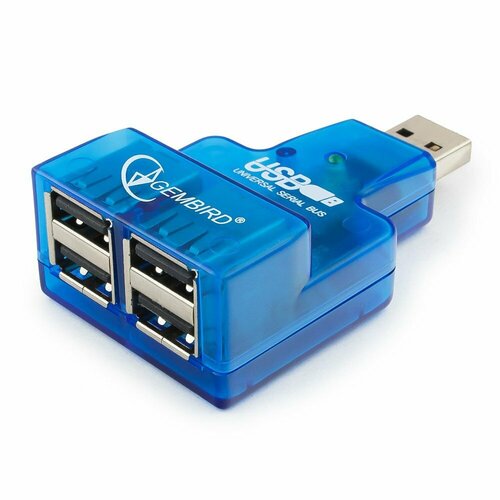 USB-концентратор Gembird UHB-CN224, разъемов: 4, 0 см, синий концентратор gembird uhb u3p1u2p3 01 4 port usb hub 1 x usb 3 1 3 x usb 2 0