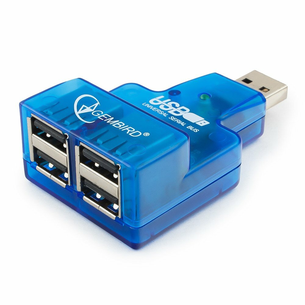 Разветвитель USB Gembird UHB-CN224B хаб - концентратор 4 порта USB2.0 мини для ноутбука - синий