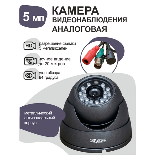 Антивандальная купольная камера видеонаблюдения 5 мп 531100₽
