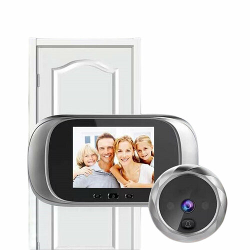 Видеоглазок для входной двери с монитором и звонком Visual Door Viewer серый 399900₽
