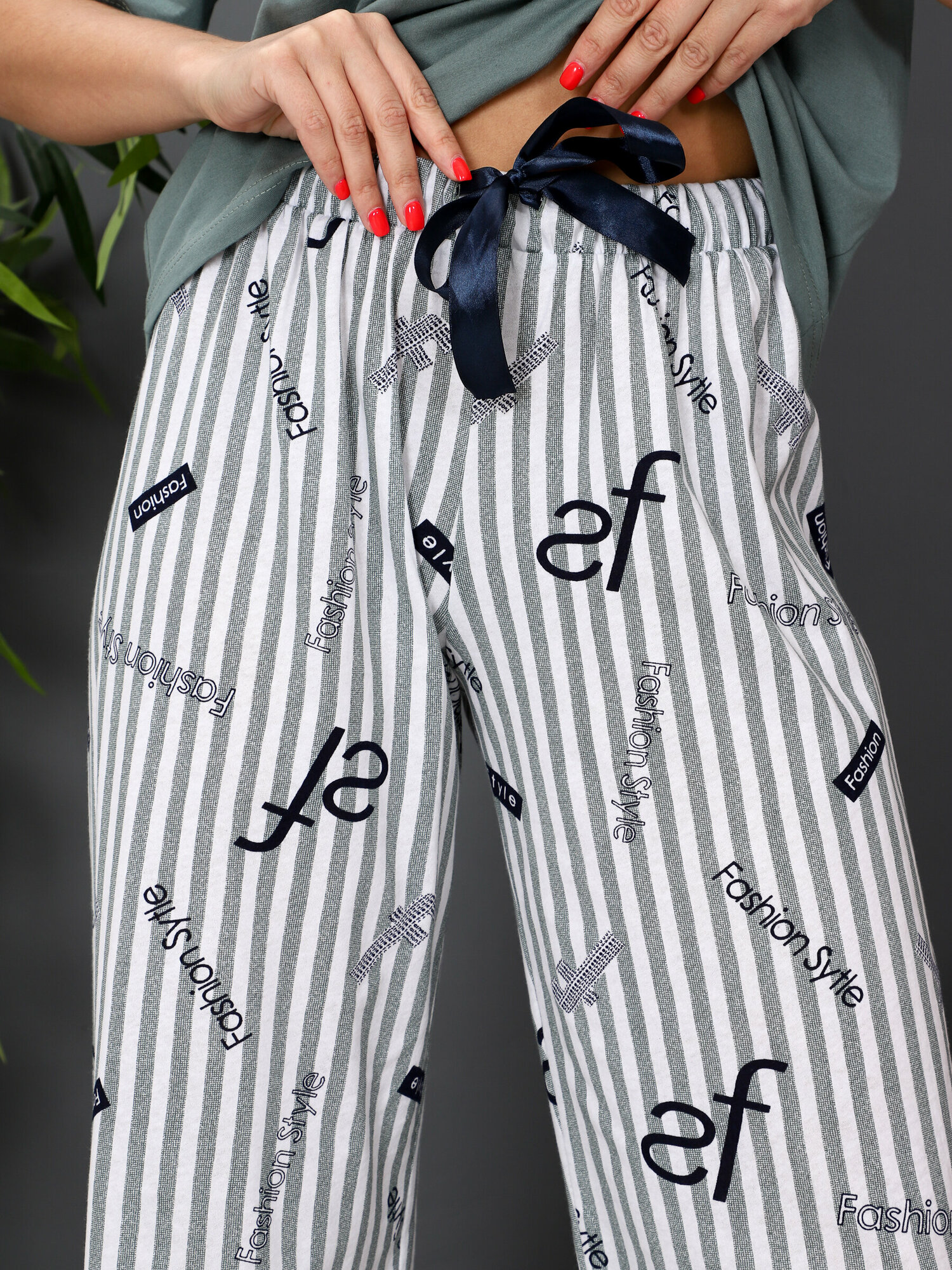 Женская пижама с брюками больших размеров Дирта петроль IvCapriz 54 - фотография № 10
