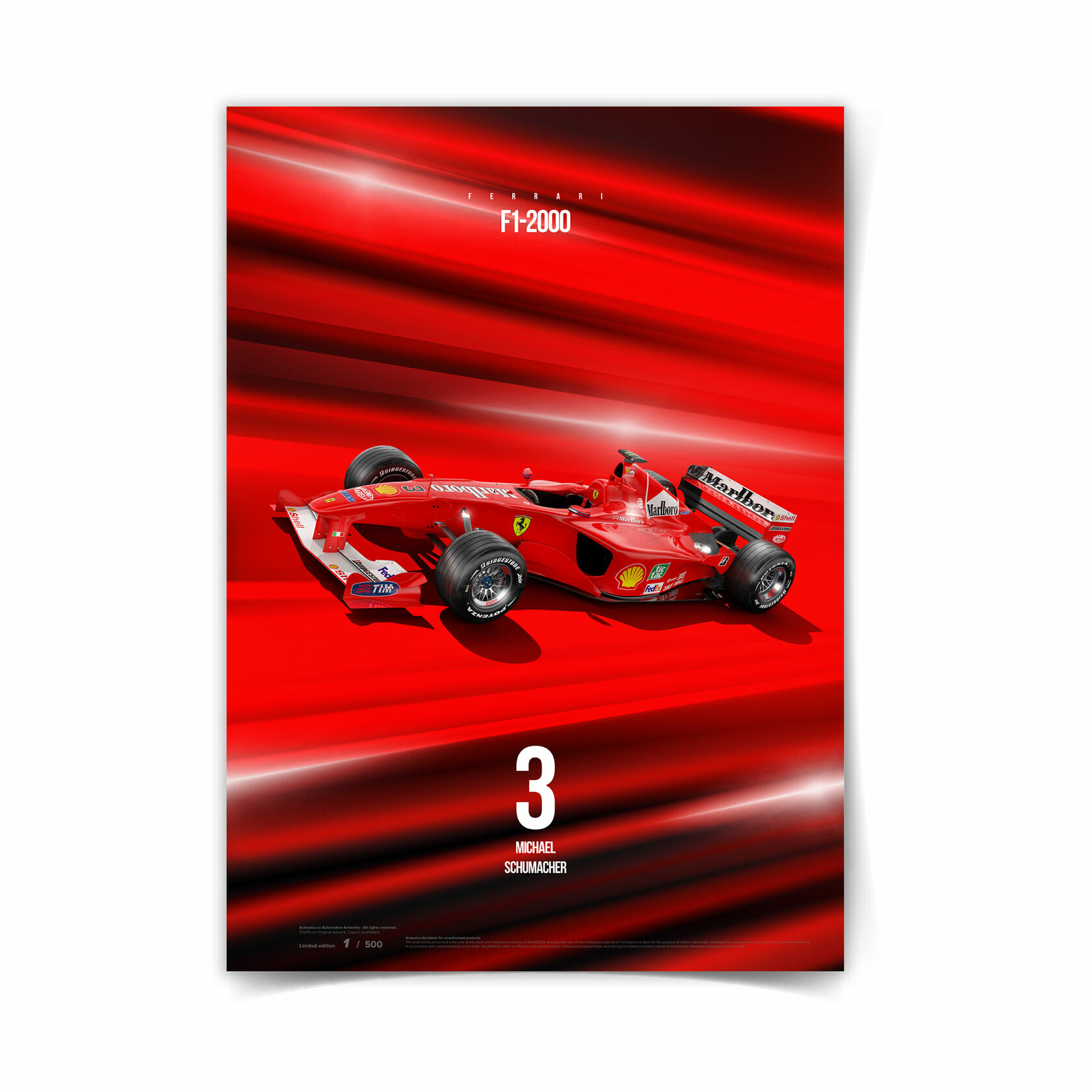 Плакат Ferrari F1-2000 Side 50х70 см / постер на стену