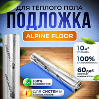 Подложка для ПВХ и SPC ламината Alpine Floor silver foil BLUE EVA 1,5 мм, 10 кв. м, для ИК теплого пола