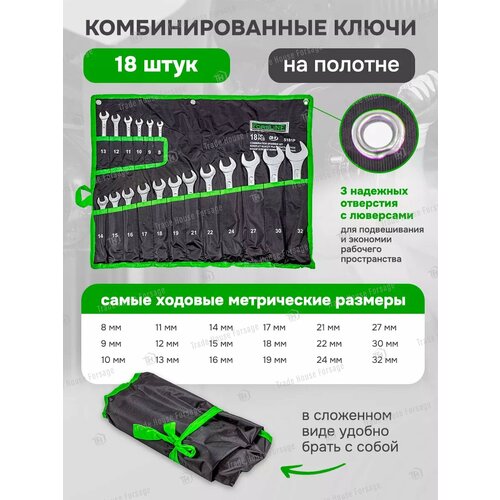 Набор ключей комбинированных, 18 предметов