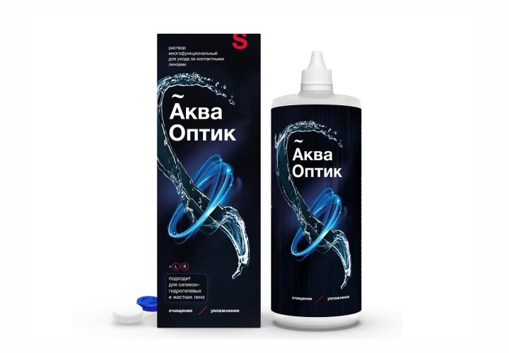 Раствор для контактных линз универсальный SOLOPHARM АкваОптик 450 мл (+контейнер) — фото 1