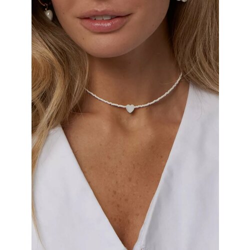 Чокер, перламутр, длина 36 см, белый