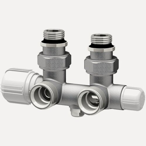 Изображение товара Узел подключения Far Н-образный с термо. и зап. клапанами, угл, 3/4"EU - 1/2"НР