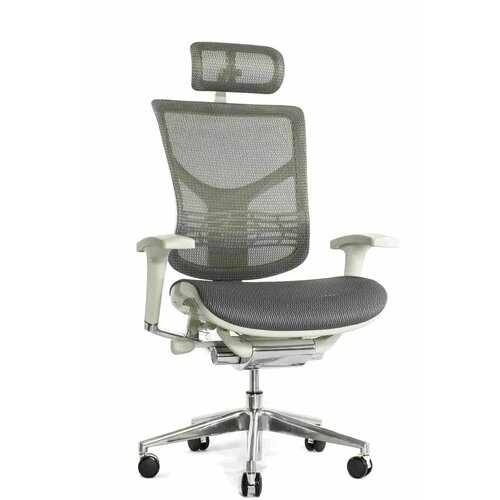 Эргономичное Кресло EXPERT 2 STAR HSTM 01-G (подлокотник 6D(360), подголовник 5D, сетка серая / каркас светлый) серебристый
