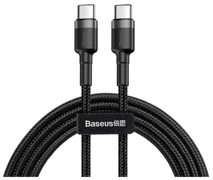 Кабель Baseus Cafule Series Type-C PD2.0 60W Flash charge Cable(20V/3A) 2M, черно-серый