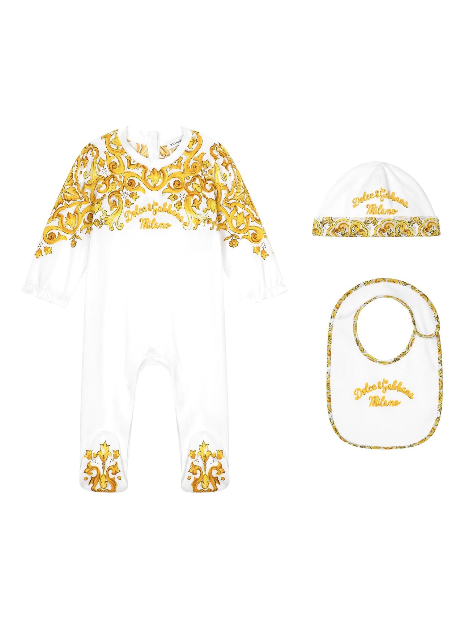 Комплект одежды DOLCE & GABBANA Majolica, размер 3-6 мес, белый/желтый