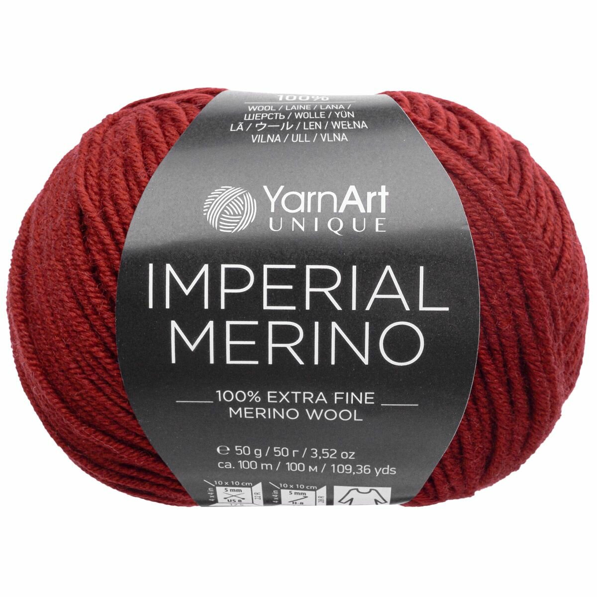 Пряжа для вязания YarnArt 'Imperial Merino' 50г, 100м (тонкая мериносовая шерсть) (3344 кирпично-красный), 10 мотков