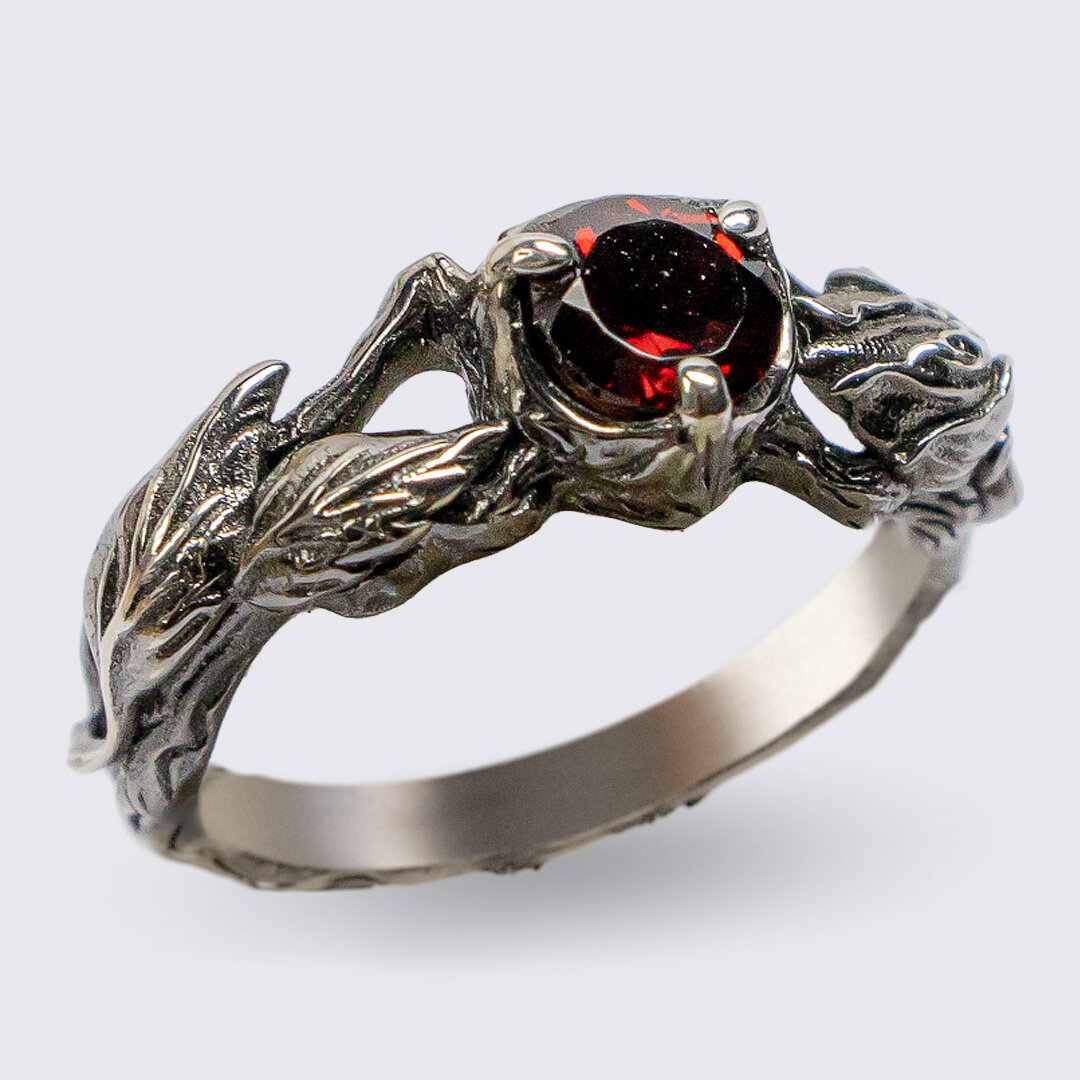 Кольцо 8jewel by NellyRomanova, серебро, 925 проба, родирование, гранат