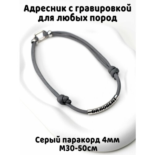 Украшение. Тихий адресник с гравировкой. Жетон 50мм на шнурке 4мм. Серый М