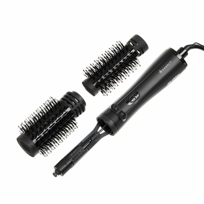 DEWAL PRO Фен-щетка, черная, 1200 Вт, 2 насадки — фото 1