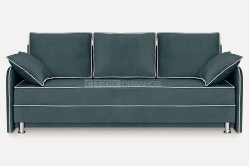 Изображение товара Диван Сток Диванов ультра-евро, серо-бирюзовый велюр, 200 см, механизм еврокнижка
