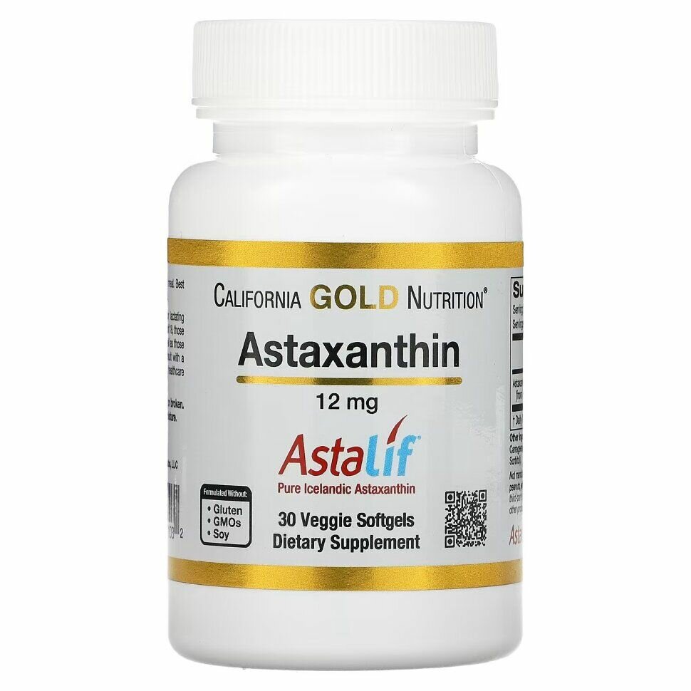Астаксантин, California GOLD Nutrition Astaxanthin 12 мг, 30 капсул