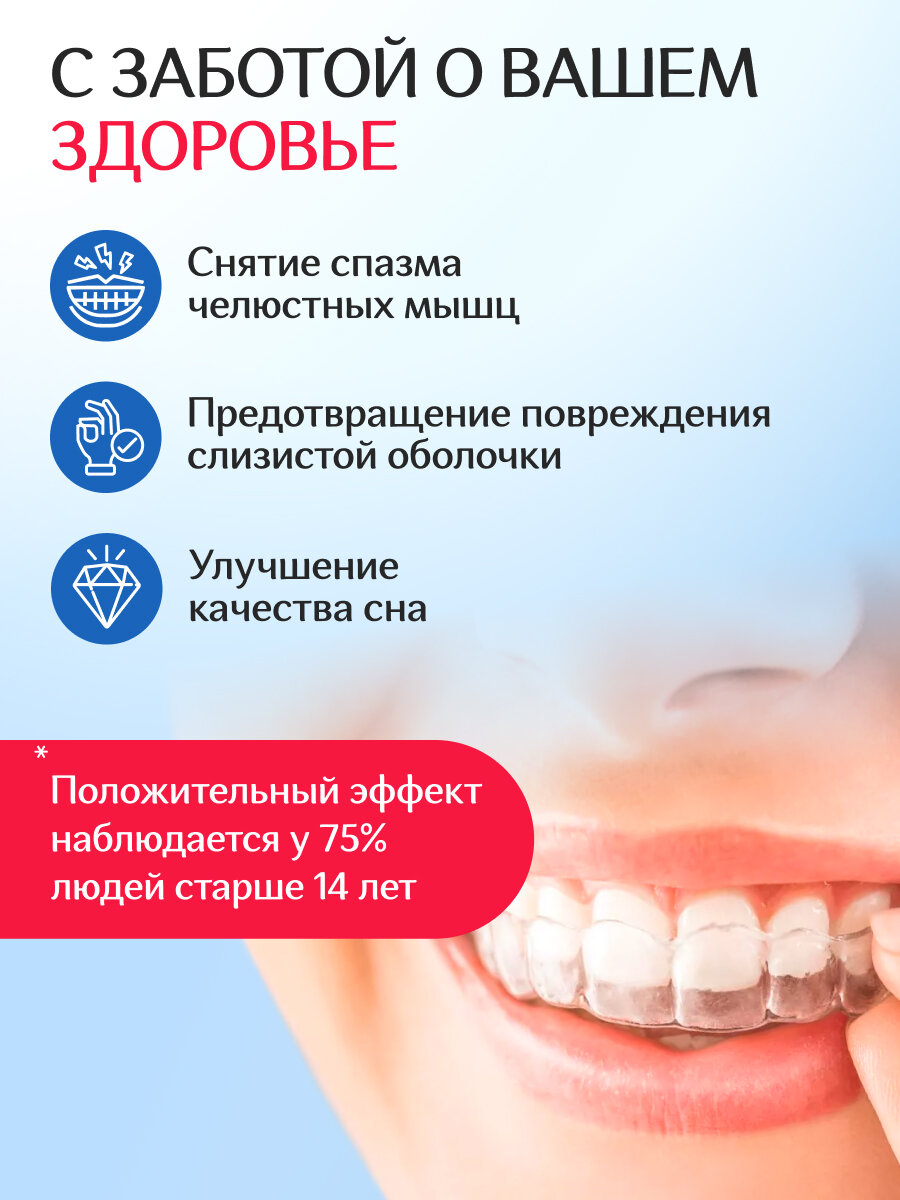 Капа стоматологическая от бруксизма ON WHITE нормализует сон и защищает эмаль, 2 шт, — фото 1