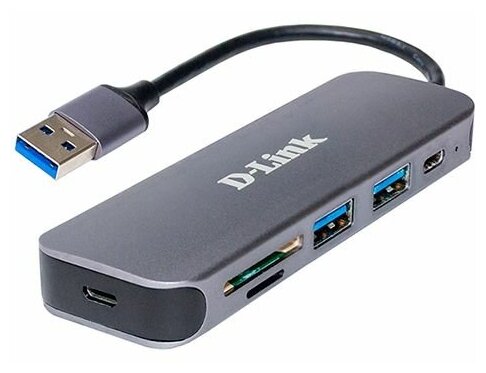 Концентратор D-Link DUB-1325/A2A с 2 портами USB 3.0, 1 портом USB Type-C, слотами для карт SD и microSD и разъемом USB 3.0