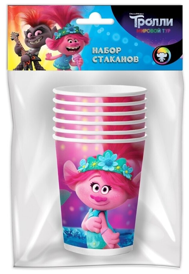 Бумажные стаканы Trolls 6шт - фото №1