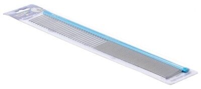 Pet Line Расческа алюминиевая с овальной синей ручкой, зуб 3,4 см 30см 50/50 - фотография № 2