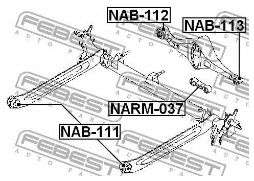 NAB111 FEBEST сайленблок задней балки (NISSAN PRIMERA P12 2001-2007) FEBEST