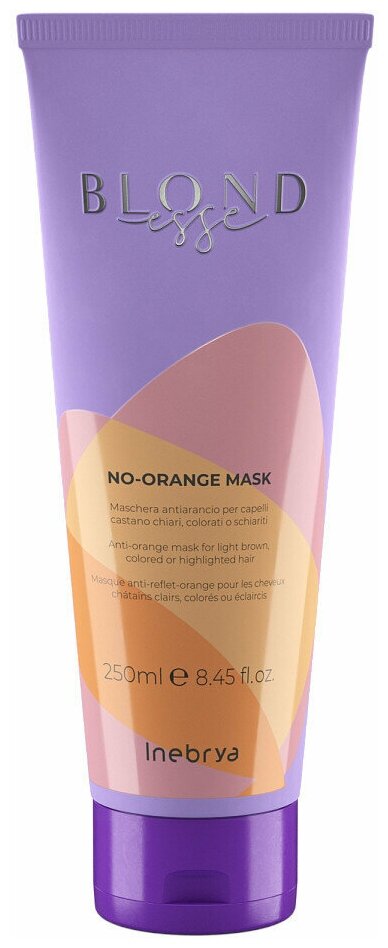 Маска против оранжевого цвета для светлых, окрашенных или осветленных волос No-Orange Inebrya Blondesse, 250 мл