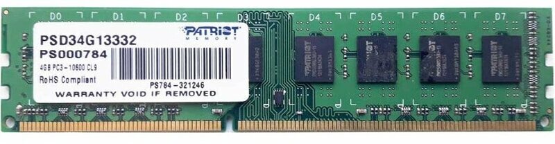 Модуль памяти Patriot Memory DDR3 DIMM 1333Mhz PC3-10600 CL9 - 4Gb PSD34G13332