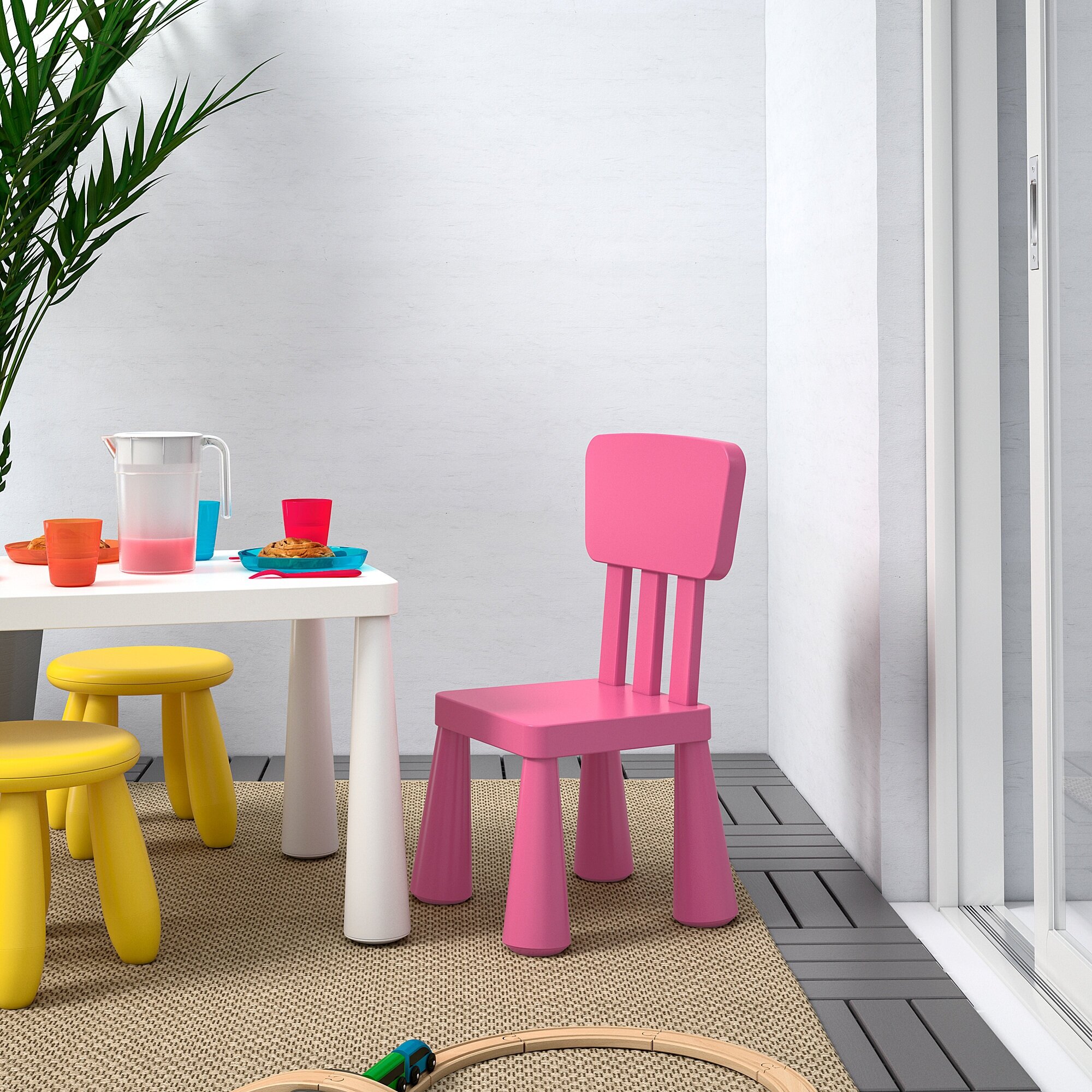 Детский стул икеа маммут (IKEA MAMMUT), 39х36х67 см, розовый 40382323 - фотография № 4