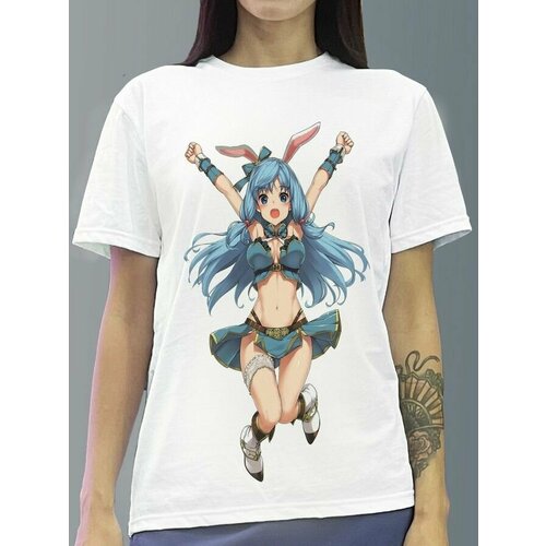 фото Футболка женская белая молочный оттенок из хлопка с dtf принтом arifureta аниме - 297 будь на стиле