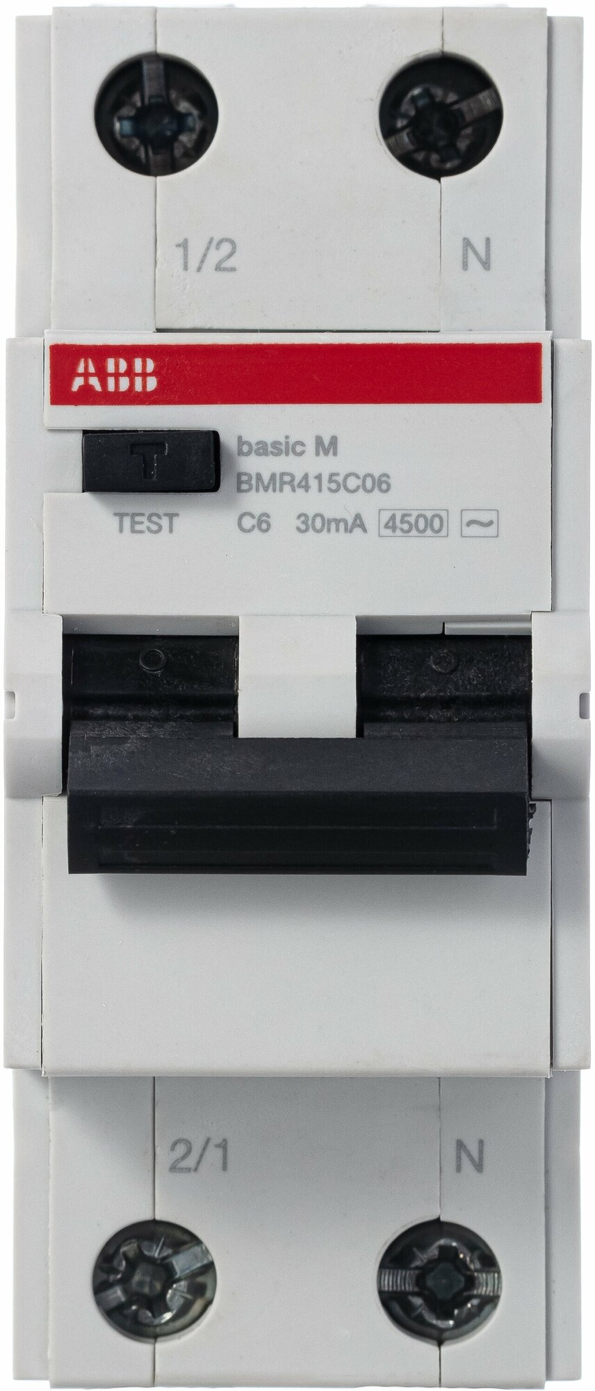 BMR415C06 дифференциальный автоматический выключатель 1P+N 6A 30mA, тип АC, 4.5kA, (хар-ка C) ABB, 2CSR645041R1064 - фотография № 2