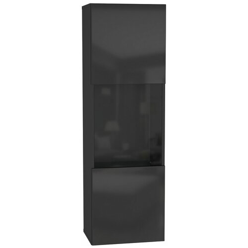Шкаф-витрина Первый Мебельный Поинт Черный / Черный глянец / Стекло Без блока питания