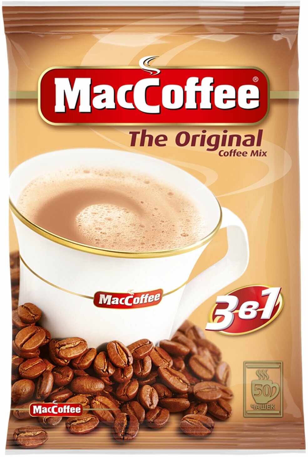 Кофе растворимый MacCoffee "3в1 Оригинал", комплект 50 пакетиков по 20 г, 100101