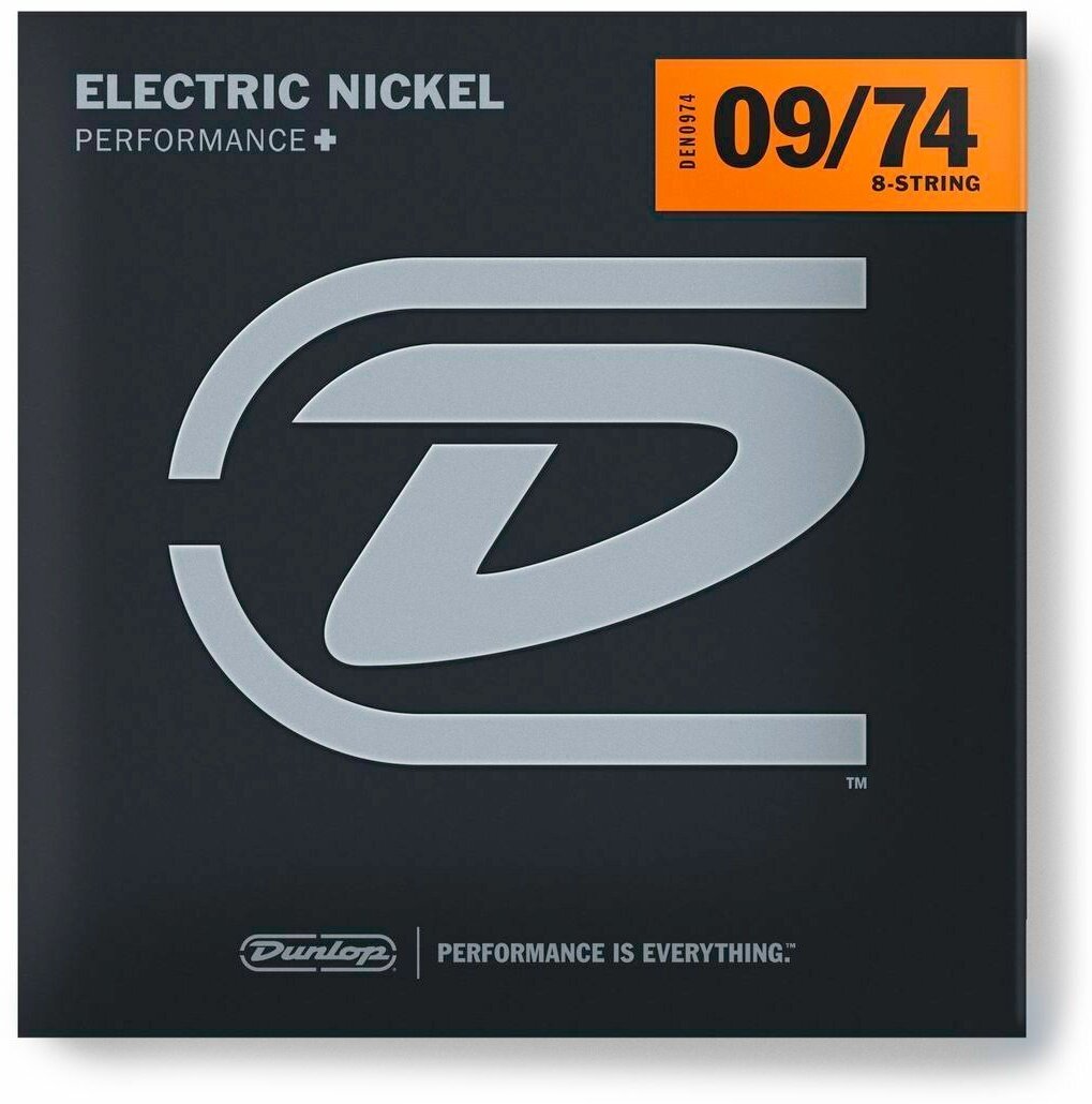 Dunlop Electric Nickel Performance+ DEN0974 струны для 8-ми струнной электрогитары, никель 09-74