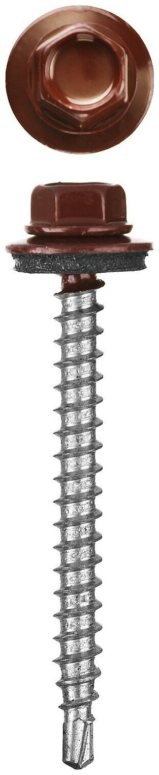 Саморезы СКД кровельные RAL 3005 темно-красный 51 х 4.8 мм 1 200 шт для деревянной обрешетки STAYER