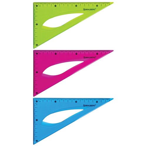 Треугольник 30х18 см гибкий BRAUBERG FLEX, пластиковый, ассорти, европодвес, 210677 треугольник 30° 18см brauberg flex пластик цветной 24шт 210677