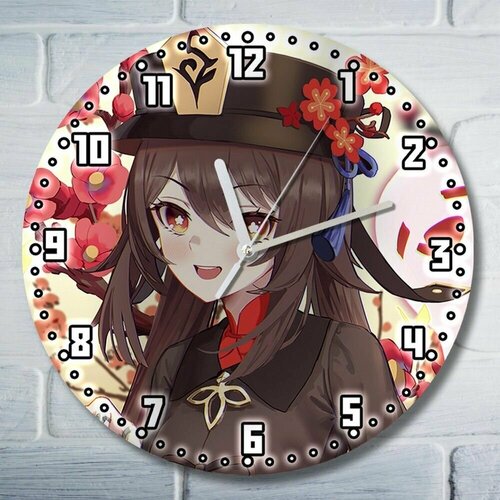 Настенные часы, деревянные, бесшумные, УФ печать Игра Genshin Impact - 1402